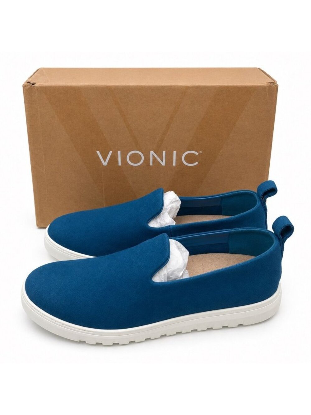 Vionic Uptown Willa Supportive Celestial Teal Nubuck Slip On Sneakers Womens 7